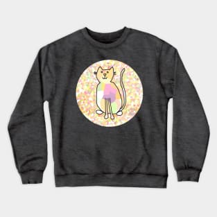 Cat on Pale Yellow Crewneck Sweatshirt